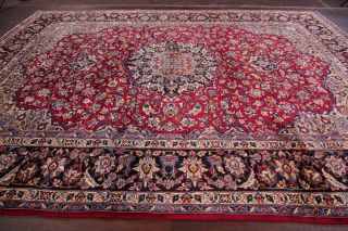 Vintage Traditional Floral Red Area Rug Hand - Knotted Living Room 10x13