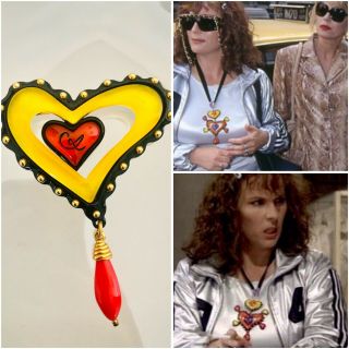 Christian Lacroix Vintage Brooch Spring 1994 Yellow Red Heart Massive Ab Fab