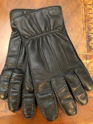 Auth.  Gucci Vintage Black Leather Wool Lined Men 