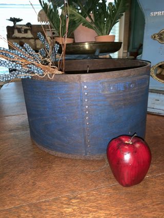 Fabulous Primitive Antique Measure In Orig Best Old Blue Paint Pantry Box Style