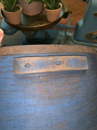 Fabulous Primitive Antique Measure in Orig BEST OLD BLUE PAINT Pantry Box Style 8