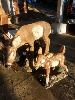 Vintage Concrete Deer Lawn Ornaments (doe and fawn) 2