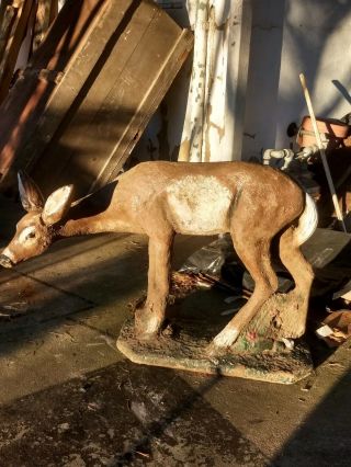 Vintage Concrete Deer Lawn Ornaments (doe and fawn) 3