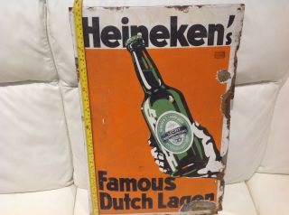 Vintage Enamel Sign Heineken Dutch Larger Beer 60cmx40cm Very Rare