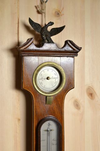 Graceful 4 dials Mahogany F.  Amadio Banjo Wheel Barometer ca 1830 Antique 2