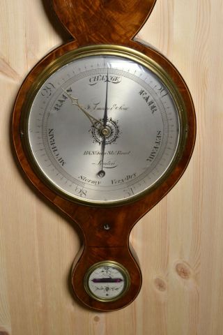 Graceful 4 dials Mahogany F.  Amadio Banjo Wheel Barometer ca 1830 Antique 4