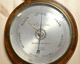 Graceful 4 dials Mahogany F.  Amadio Banjo Wheel Barometer ca 1830 Antique 6