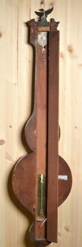 Graceful 4 dials Mahogany F.  Amadio Banjo Wheel Barometer ca 1830 Antique 7