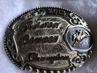 Native American Handmade Champion Rodeo Saddle Bronc Riding Trophy Buckle Prca