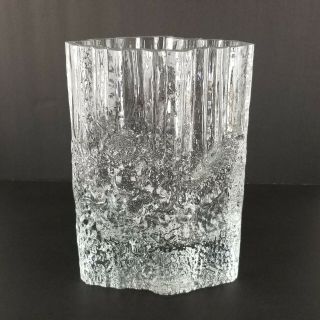 Vintage Iittala Ice Glass Vase Tapio Wirkkala Heavy Finnish Brutalist 9in