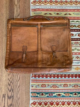 $1500 Vintage Hartmann Belting Leather Luggage Hanging Garment Bag Travel