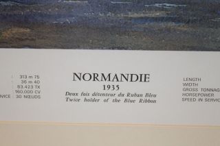 Vintage POSTER Framed Compagnie Generale Transatlantique French Line Normandie 2