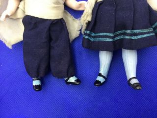 Two antique miniature dolls house bisque peg jointed 5.  5” sailor dolls tlc 8