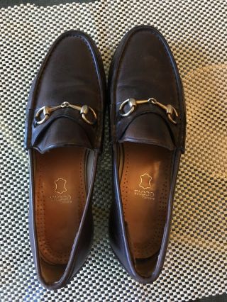 Gucci Vintage Mens 13 46.  5 Brown Leather Horsebit Loafers Shoes Made In Italy