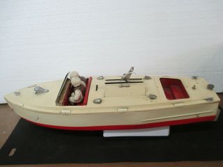 Vintage Lionel Craft Speed Boat Wind - Up Chris - Craft Metal Boat W/key & Drivers