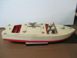 Vintage LIONEL CRAFT Speed Boat Wind - Up Chris - Craft Metal Boat w/Key & Drivers 5