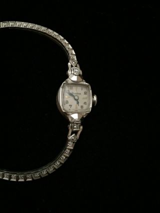 Vintage Bulova Ladies Watch - 14k White Gold With 34 Diamonds - Petite