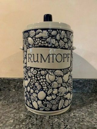 Vintage German Rumtopf Crock Fermenting Jar Rum Fruit Jar Large Blue/gray