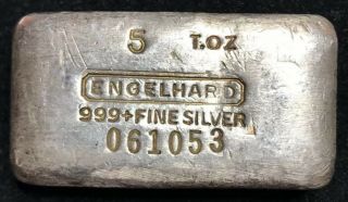 Engelhard 5 T.  Oz Ingot 7 Series Silver Bar Exceedingly Rare W/ Convex Stamp