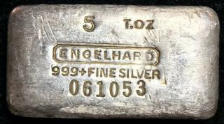 Engelhard 5 T.  OZ Ingot 7 Series Silver Bar EXCEEDINGLY RARE w/ Convex Stamp 2