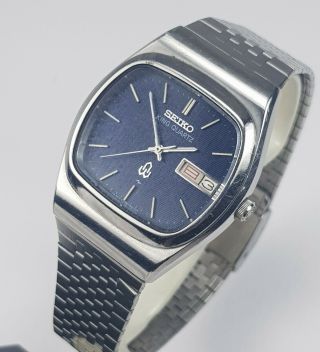 Vintage Seiko King Quartz 5856 - 5010 Blue JDM Kanji Mens Japan Watch 4