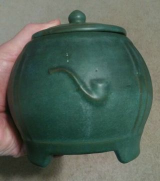 Vintage Newcomb ? Weller ? Zanesville ? European Art Pottery Humidor W Pipe