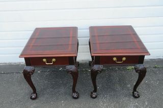 Chippendale Flame Mahogany Side End Tables By Thomasville 9791