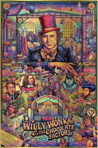 Ise Ananphada Willy Wonka Var Foil Poster Movie Print Gene Wilder Mondo Rare /10