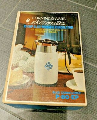 Vintage Corning Ware Blue Cornflower Electric 10 Cup Coffee Pot,  P - 80