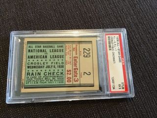 Rare Psa 5 1938 All Star Ticket Yankees Lou Gehrig
