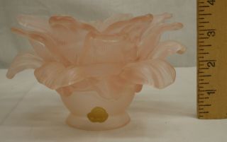 5 Vintage Art Deco Vv Made In France Pink Frosted Flower Pedal Glass Lamp Shades
