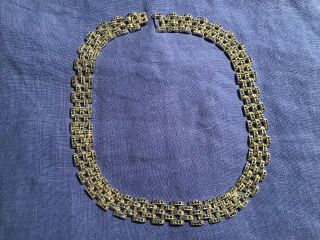 Heavy Vintage Sterling Silver Marcasite Link Necklace 16.  5 "