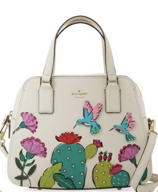 Rare Kate Spade York " Scenic Route " Cactus Embellished Leather Satchel,  Nwt