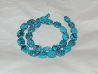 Extremely Rare & Old Hubei Spiderweb Turquoise Oval Cushion Beads - 1563c