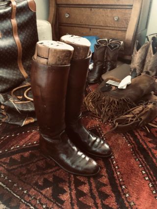 London Manfield & Sons Vtg Leather Ralph Lauren Style Equestrian Riding Boots 9