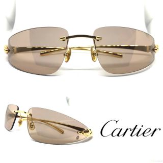Cartier Panthere Rimless Gold Vintage Eyeglasses / Sunglasses Louis Santos
