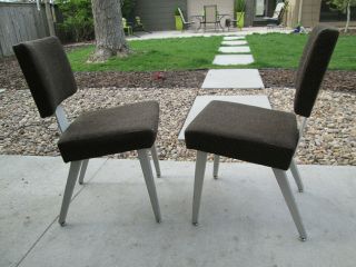 2 Vintage Goodform Brushed Aluminum Chairs General Fireproofing Mid Century Mod
