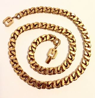 Unisex Givenchy Vintage Gold Hefty Bold Wide Link 25” Chain Necklace Logo Clasp