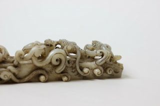 Chinese rare carved jade sculpture of dragons,  China 4