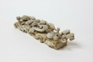 Chinese rare carved jade sculpture of dragons,  China 5