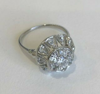 Vintage 14k Solid Gold And Old Cut Diamond Cluster Ring 3.  58g Size Q - 8