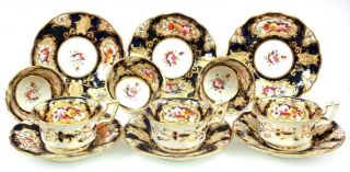 Antique Coalport set of Six Cup and Saucer Hand Painted Flowers Circa 1825 2