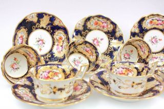 Antique Coalport set of Six Cup and Saucer Hand Painted Flowers Circa 1825 4
