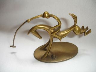 Art Deco Wiener Hagenauer Brass Polo Player Miniature Statue Austria
