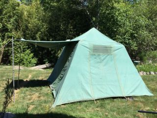 Rare Vtg 50s? 60s? Camp Camping Green Canvas Jc Higgins Umbrella Tent 10 X 12