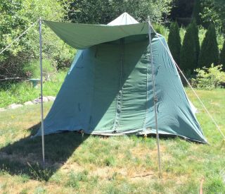 RARE Vtg 50s? 60s? Camp Camping Green Canvas JC HIGGINS UMBRELLA TENT 10 x 12 2