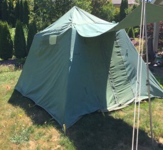 RARE Vtg 50s? 60s? Camp Camping Green Canvas JC HIGGINS UMBRELLA TENT 10 x 12 4