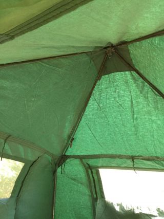 RARE Vtg 50s? 60s? Camp Camping Green Canvas JC HIGGINS UMBRELLA TENT 10 x 12 7