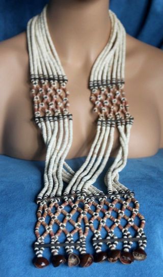 Elaborate Vintage Hand Made Solomon Islands Shell Woven Bead Ceremonial Necklace