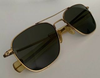 Vintage 5 - 1/2 " Ao " American Optical 1/10 - 12k Gold Pilot Aviator Sunglasses